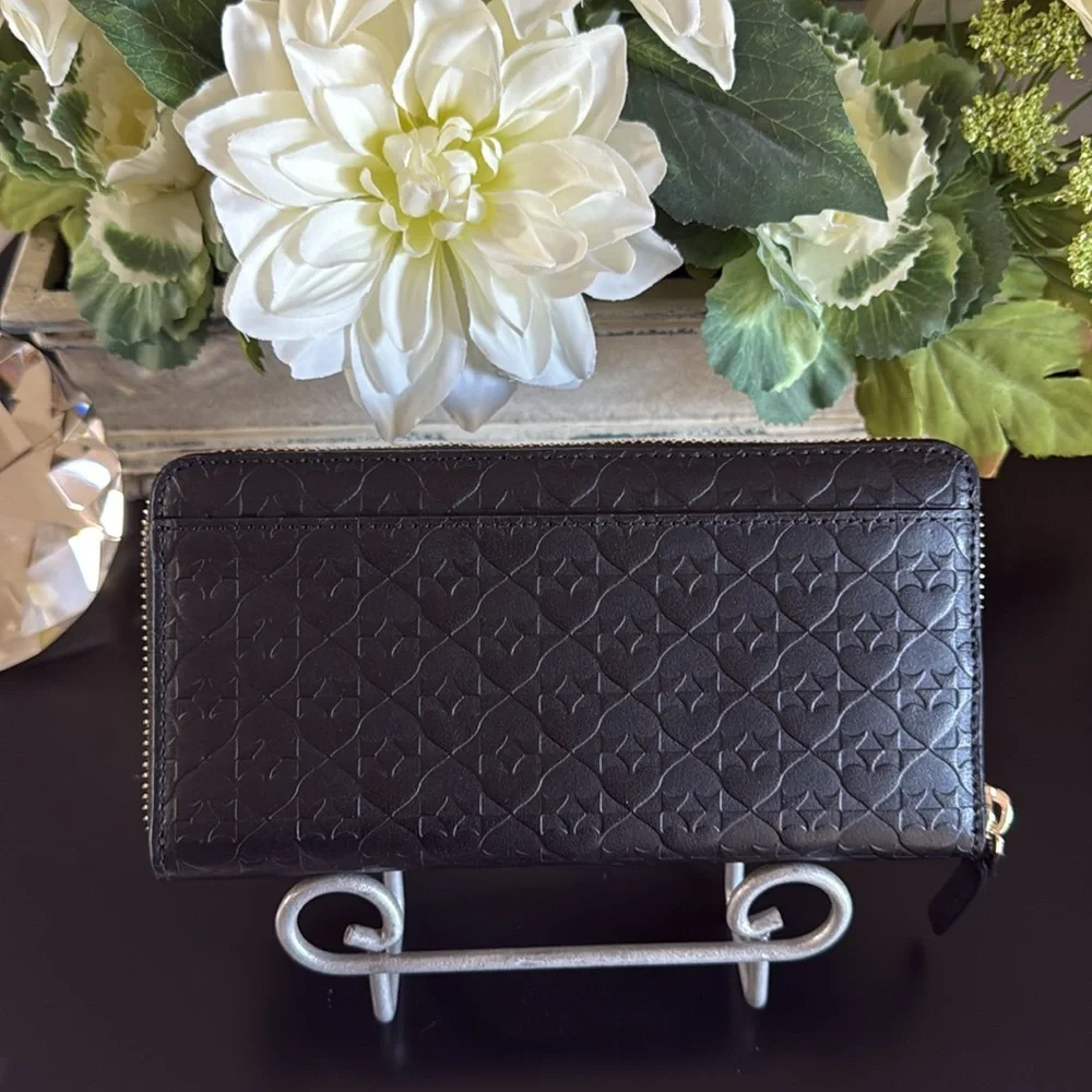 Kate Spade Penn Place Black Leather Embossed Wallet